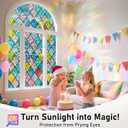Sunbaby Window Privacy Film Stained Glass Decorative Rainbow Window Cling 3D Static Clings Colorful for Home Decoration, Anti-UV & Heat Control Non-Adhesive (23.6"x157.4")