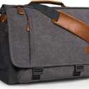 ESTARER Men Messenger Bag 17-17.3 Inch Laptop Bag Water-resistant Canvas Computer Shoulder Bag Briefcase for Work College Travel, Grey