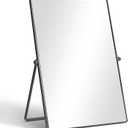 Vanity Desk Table Mirror, Adjustable Rectangular Tabletop Standing Makeup Mirror with Metal Framed for Living Room, Bedroom, Bathroom, Dark Grey
