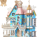 3D Wooden Puzzle Laser Engraving DIY Assembly Craft Kit for Teens and Adults, Exquisite Mechanical 3-D Villa Model for Self-Assembly