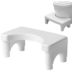 Adjustable Height Potty Step Stool for Adults, NonSlip Bathroom Squat Aid, Removable Toilet Step for Colon Health, Portable Squat Stool, Family Health Accessory (White 1PCS)