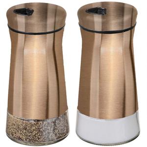 Salt and Pepper Shakers Set with Adjustable Pour Holes by CHEFVANTAGE - Bronze