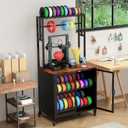 3D Printer Stand with Filament Storage,3D Printing Filament Organizing Table, with Wheels and Storage Cabinet, Heavy-Duty 3D Printer Workbench for Studios and Offices, Black, 29.518.930inch