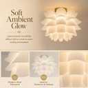 15.75" Modern Flush Mount Ceiling Light fixtures,Gold Semi Flush Mount Flower Chandelier for Bedroom.No Assembly Required Hand-Crafted Indoor Hanging Light for Entryway Living Room Kitchen, 15.8 inches x 15.8 inches x 12 inches
