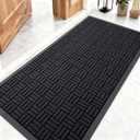 OLANLY Front Door Mat Outside Entrance 47x23, Absorbent, Heavy Duty Sturdy Natural Rubber Doormat Indoor Outdoor, Stain and Fade Resistant, Non-Slip Backing Low Profile Floor Mat for Entryway, Black