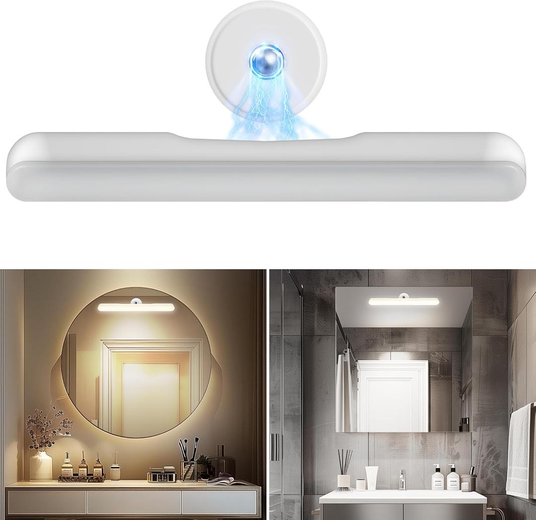 Upgraded Cordless LED Vanity Mirror Lights, Rechargeable Stick on Makeup Light Bar for Bathroom with 3 Color Temp& Adjustable Brightness, 36 Hrs Battery Life Portable Wireless Vanity Light for Travel