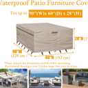 Garden Blasam Patio Table Cover Outdoor Furniture Waterproof 90 Inch Beige | Patio Furniture Covers 600D Heavy Duty,Outdoor Dining Table Cover UV Resistant,Windproof Buckles,Air Vent,Handles,All Weather