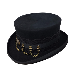 Hat with Leather Band and Chain | Victorian Style Steampunk