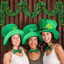 2 x 33 Ft Green St. Patrick's Day Tinsel Garland with Good Luck Green Golden Shamrock Clover for Party Decoration Supply