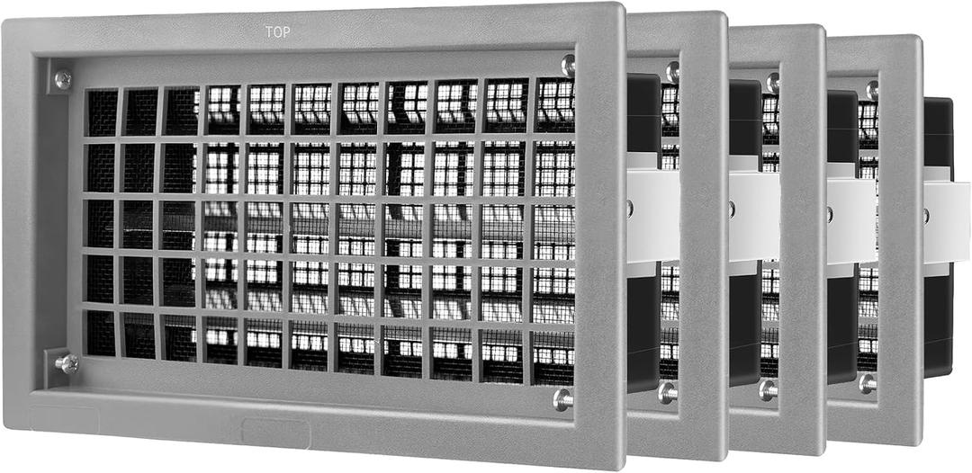 Crawl Space Foundation Vent Cover Automatic 8x16 Inch, Gray 4 Pack