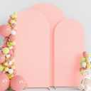 Wokceer Wedding Arch Backdrop Cover 7.2FT, 6.6FT, 6FT Set of 3 Spandex Fitted Blushing Pink Arch Covers for Round Top Chiara Arch Backdrop Stands Cover for Birthday Party Ceremony Decor