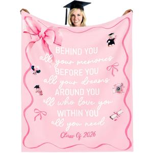 Frienda Graduation Blanket 2026 Gift for Daughter, Soft Cozy Throw Blanket with Inspirational Message, Graduation Party Decoration Photo Prop Class of 2026 Gift Ideas for Her
