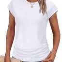 Summer Tops for Women 2026 Short Sleeve Shirts Trendy Spring Tops Work Business Casual Outfits Vacation Beach Clothes Maternity Fashion Clothing White L