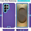 ONOLA Phone Case for Samsung Galaxy S25 Ultra Case with HD Screen Protector, Heavy Duty Shockproof & Dropproof 3-Layer Cover Phone Case for Galaxy S25 Ultra 6.9''BeltClip_Purple