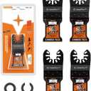 Crosstar Carbide Oscillating Saw Blades with TiCN Coating - 4-Pack Multi Tool Blades for Hard Metal, Nails, Bolts & Screws - Universal Quick Release Fit for Fein, Milwaukee, DeWalt, Ryobi