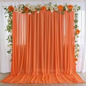 10ft x 10ft Orange Backdrop Curtains, Wrinkle-Free Sheer Chiffon Fabric Photo Backdrop Drapes for Wedding Arch Party Ceremony Stage Photography Decorations
