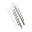 40 oz Stainless Metal Straws for 40 oz Stanley Tumbler, 6Pcs Reusable Straight Long Steel Straws with 6 Silicone Tips and 2 Straw Cleaning Brushes