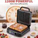 Waffle Maker, 1200W Belgian Waffle Maker, Dual Rectangular Thick Waffle Iron, 7-Level Browning LED Panel, Nonstick Plates, Anti-spill Design, Audible Ready Beep, Easy Cleanup, Stainless Steel