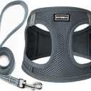 Dog Harness with Leash Set, No Pull Adjustable Reflective Step-in Puppy Pet Vest Harnesses for Small Medium Large Dogs and Cats,Grey L