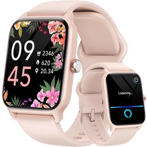 Fitpolo Smart Watch for Women Android & iPhone, Alexa Built-in [1.8" HD Screen] IP68 Waterproof Fitness Watch with Bluetooth Call (Answer/Make), Heart Rate/Sleep/SpO2 Monitor, 105 Sports Trackers (Pink)