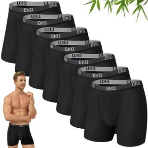 Mens Underwear Breathable Boxer Briefs 7 Pack Bamboo Rayon Boxers for Men Soft Stretchy Men's Underwear with Fly (Black, XL)