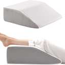 Leg Pillow, 8inch Leg Elevating Pillow for After Surgery, Blood Circulation, Leg Wedge Pillow for Side Sleeping, Leg Rest for Swelling, Cooling Gel Memory Foam Top, White/Grey (22*24+8)