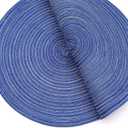 SHACOS Round Braided Placemats Set of 8 Round Table Mats for Dining Tables Washable Fabric Kitchen Table Place Mats (Blue White, 8)