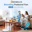 NEWBULIG 17" Pedestal Fans with Remote, Oscillating Standing Fan with 3 Speed & 3 Model, Quiet Timer Stand Up Fan for Indoor, Bedroom, Living Room, Adjustable Height & Tilt Head, Easy Assembly