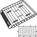 roof Rack Basket Rooftop Cargo Carrier 46"*36" Cargo Net with Attachment Hooks,