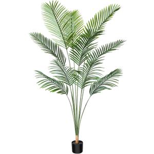CROSOFMI Artificial Areca Palm Tree 6 Feet Fake Tropical Palm Tree,Perfect Faux Dypsis Lutescens Plants in Pot for Indoor Outdoor Home Office Garden Modern Decoration Housewarming Gift (6ft)