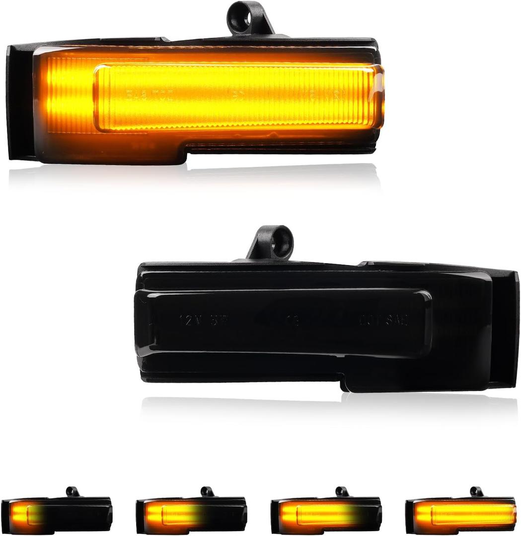 Sequential LED Mirror Turn Signal Lights Compatible with 2015-2020 Ford F150 Smoked Side Mirror Turn Signal Lights 2 Strip Full Amber Light OEM # :FL34-13B382A, GL74-13B382-A