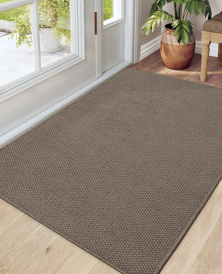 DEXI Indoor Door Mat 32x48, Washable Entrance Mats with Non Slip Rubber Back, Ultra Thin Entryway Mats Absorbent Dirt Carpper Front Back Doormat for Entry Floor Inside Home, Brown