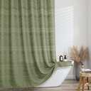 OVZME Sage Green Shower Curtain 78 Inch Long, Boho Thick Linen Textured Shower Curtain with Tassel, Farmhouse Minimalist Striped Weighted Machine Washable Bathroom Decor, 72Wx78L Inches