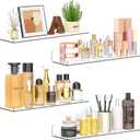 Qukaka Floating Shelves for Wall Decor, 15" Extra Clear Wall Shelves for Bedroom, Living Room, Kitchen, Bathroom Decor, Nail Polish/Book/Decoration/Makeup/Perfume Organizer Floating Shelf-4Pack