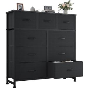 OLIXIS 9 Drawers Storage Organizers Units, Closet Organizers and Storage for Clothes, Fabric Storage Drawer for Living Room, Chest of Dresser in Black, 39.4"D x 11.8"W x 39.9"H (9 Drawers)