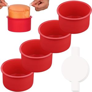 HUAKENER 4 Inch Cake Pan, 4 Pack Silicone Cake Molds with 100 Pieces Parchment Paper, Nonstick Round Cake Pan for Smash Cakes, Layer Cakes, Cheese Caks, Chocolate Cakes