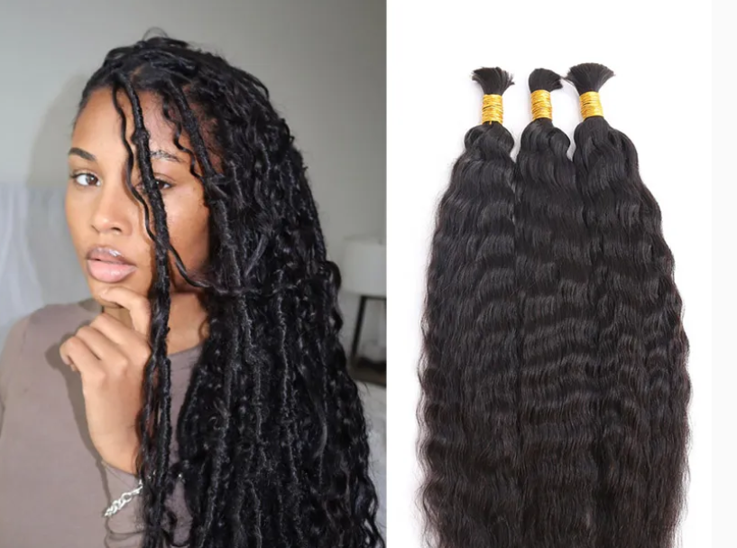 Human Braiding Hair for Boho Braids Loose Deep Wave Bulk Human Hair Knotless, 14"