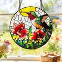 Hummingbird Stained Glass Window Hanging,Colorful Butterfly Suncatcher for Window Home Decor Mother's Day Birthday Gifts for Women, Men, Wife, Aunt, and Mom 7.8 in