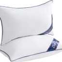 DOWNCOOL 100% Cotton Stuffer Throw Pillow Insert Set of 2, Rectangle Down and Feather Filled Decorative Bed Sofa Insert, Queen Size, White (2 Pack Down Alternative)