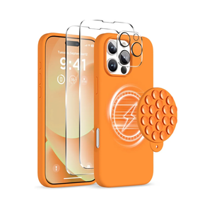 Magnetic for iPhone 16 Pro Case, Compatible with Magsafe, Suction Cup Phone Mount, 2 Screen Protectors - Camera Protector, Silicone Shockproof Protective Phone Cover