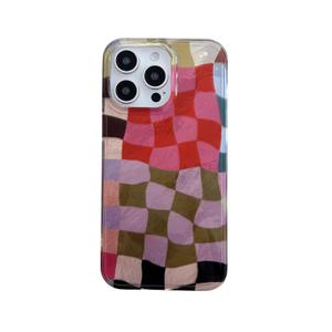 Reoomukk Colorful Checkered Phone Case for iPhone 14 Pro Max 6.7in,Aesthetic Trendy Retro Gingham Design Unique Chic Bling Protective Cover for iPhone 14promax 6.7"