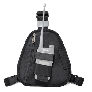 Universal Radio Chest Pack, Walkie-Talkie Nylon Holder, Holster Case Pouch Front Pack Accessories for Baofeng UV5R Kenwood Yaesu Motorola Cobra Retevis Two Way Radio (Black Large, Large