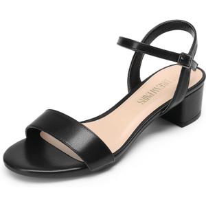 DREAM PAIRS Women's Low Heels for Women Classic Open Toe Ankle Strap Block Chunky Heel Sandals Holiday Party Wedding Dress Pumps Shoes,Size 11,Black-Pu-1,SDHS2301W-1