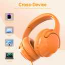 MIDOLA Over-Ear Wired Headphones Decent Sound (Acceptable) with Built-in Microphone, Lightweight Adjustable Foldable, 40 inch Aux 3.5mm Jack Cord for Laptop PC iPad Orange