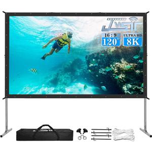 Projector Screen Outdoor,JWSIT 120 inch Outdoor Movie Screen-Upgraded 3 Layers PVC 16:9 Projector Screen,Portable Video Projection Screen with Carrying Bag for Home Theater Backyard