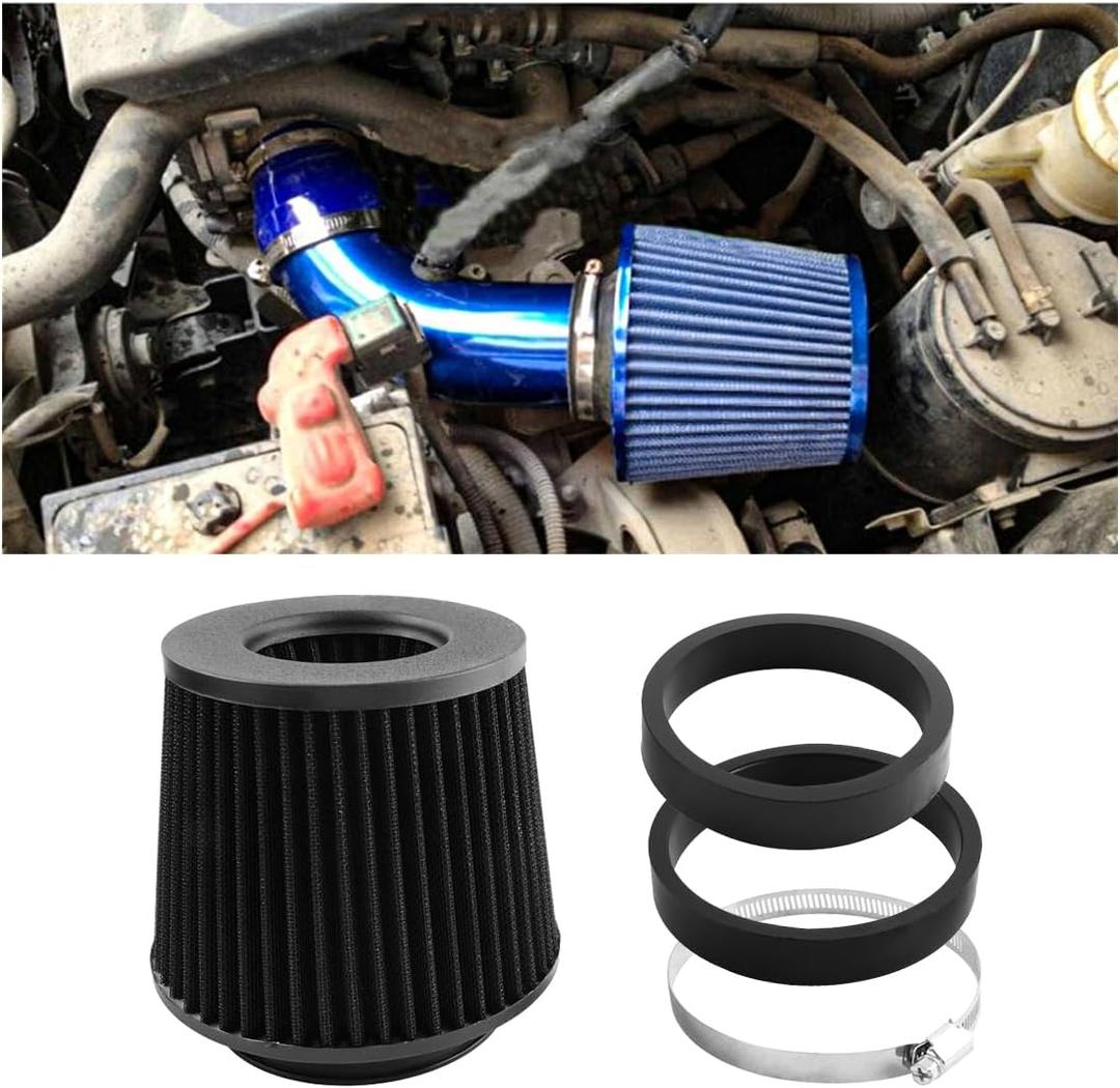HZEL Universal Clamp-On Air Intake Filter, 76 90 102MM High Performance Washable Round Tapered Cold Air Intake Filter, Engine Cleaner Replacement Accessories, Fit for Truck Sedan Motorcycle