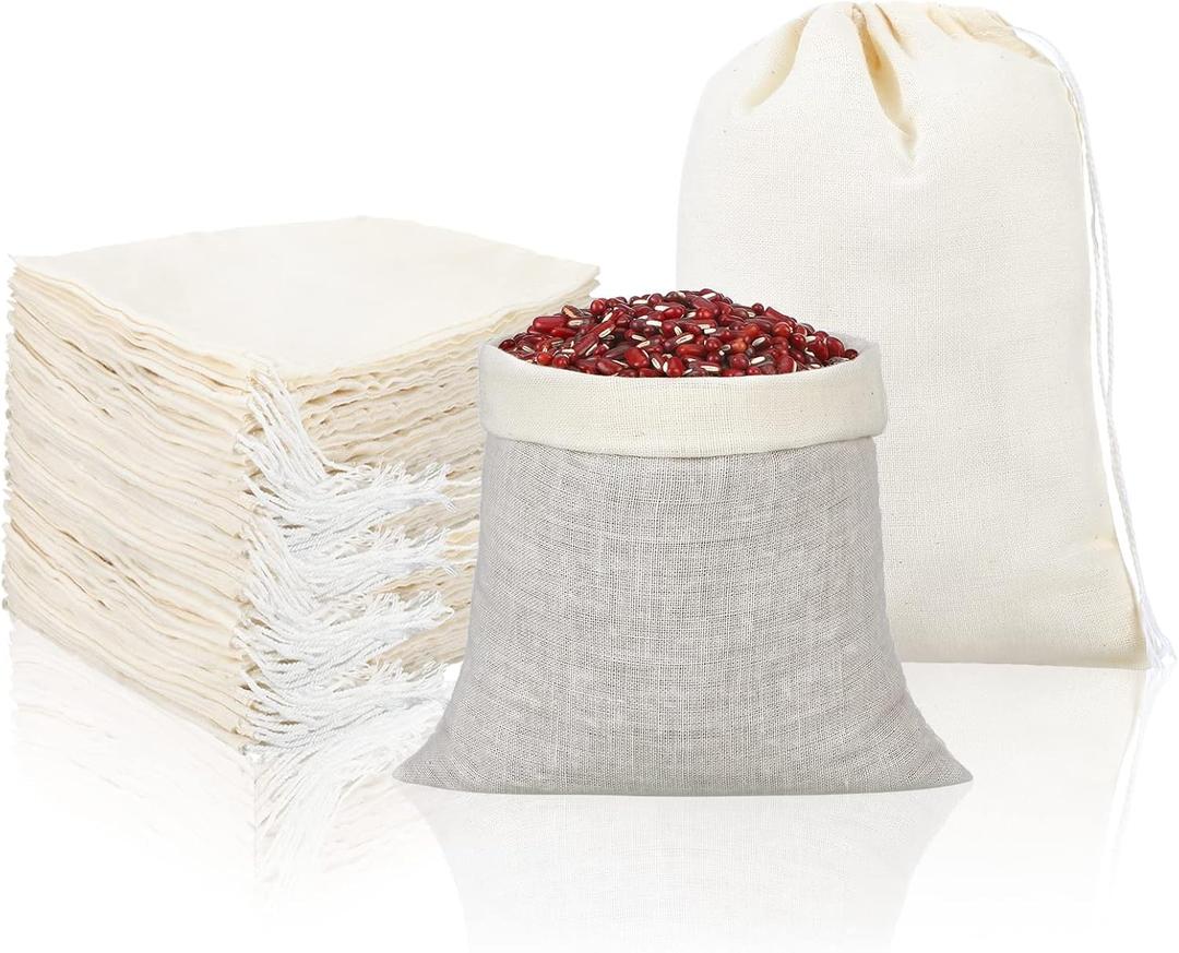 Tatuo 400 Pcs Cotton Muslin Bags with Drawstring Reusable Cloth Sachet Pouch Empty Gift Canvas Bags Bulk for Jewelry Home Party Favors (5 x 7 Inch)