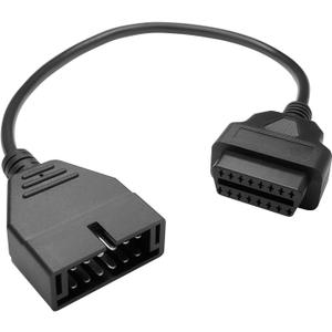 OBD1 Scanner, OBD1 to OBD2 GM Adapter, OBD 1 Scanner Cable Code Reader OBD1 12 Pins to OBD2 OBD II 16 Pins Socket Scan Diagnostic Extension Tool Cable Connector Replacement for GM Popular (Black)
