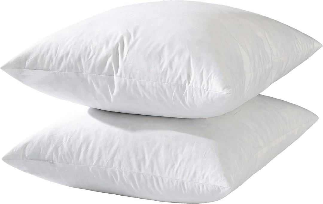 basic home® Hotel-Style 20x20 Goose Feather Pillow Insert for Sofa & Bed - 100% Odorless & Plump Cushion Filler - 233TC Cotton with Inner Liner to Prevent Poking (20x20 Inch)