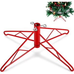 Barydat Christmas Tree Stand for Artificial Tree Folding Stand for Christmas Winter Holiday New Year Decorations (Red, 18 Inch)